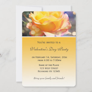 Invitation Jolie fleur de rose jaune pour la fête de la Saint
