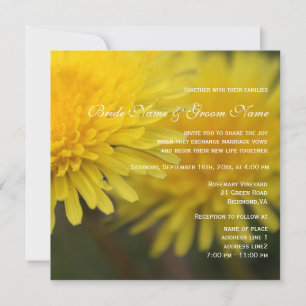 Invitation Jolie fleur sauvage jaune mariage pissenlit