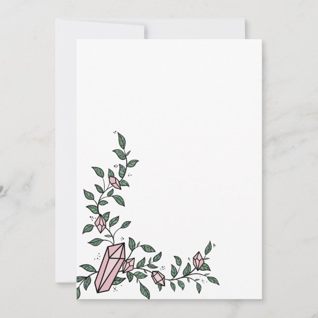 Invitation Jolie Fleur Tendance Fillette Vigne Rose Gemme Cri (Devant)