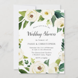 Invitation Jolie Fleurs Blanches Couples Wedding shower