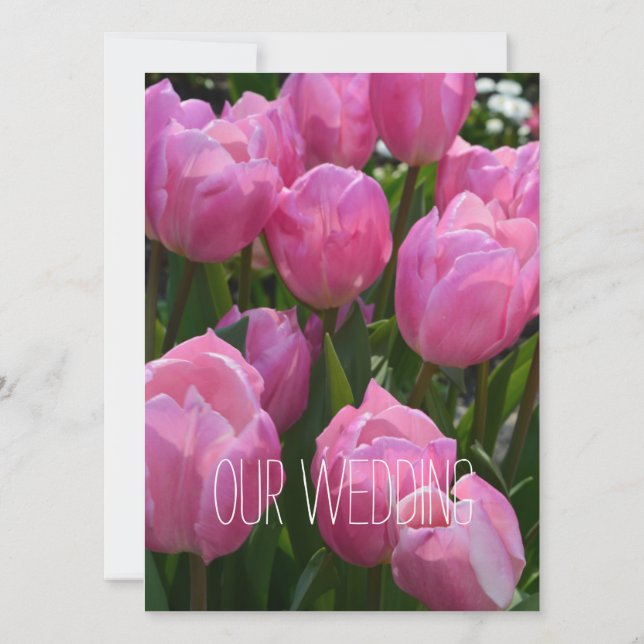 Invitation Jolie fleurs rose printemps tulip mariage chrétien (Dos)