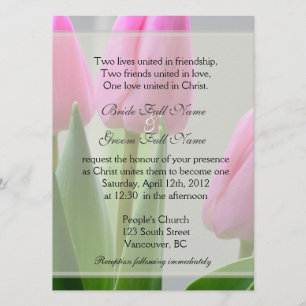Invitation Jolie fleurs rose printemps tulip mariage chrétien