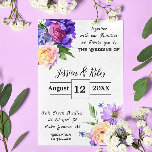 Invitation Jolie Fleurs violettes Mariage Floral Élégant (Créateur téléchargé)