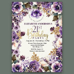 Invitation Jolie florale violette 21e anniversaire<br><div class="desc">Plutôt Violet Floral 21ème Anniversaire Invitation Pour Femmes. Il Est Facile De Changer L'Exemple De Texte En Vous Propre En Cliquant Sur Personnaliser. Cliquez Sur Personnaliser/Modifier Avec L'Outil De Conception Pour Modifier Le Type De Police, La Couleur De Police, La Taille De Police Ou Pour Ajouter/Supprimer/Modifier Le Texte Ou Les...</div>