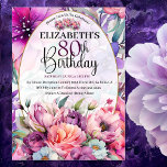 Invitation Jolie florale violette et rose 80e anniversaire<br><div class="desc">Plutôt Purple et Rose Aquarelle Florale 80e Anniversaire Invitation Pour Femmes. Il Est Facile De Changer L'Exemple De Texte En Vous Propre En Cliquant Sur Personnaliser. Cliquez Sur Personnaliser/Modifier Avec L'Outil De Conception Pour Modifier Le Type De Police, La Couleur De Police, La Taille De Police Ou Pour Ajouter/Supprimer/Modifier Le...</div>