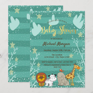 Invitation Jolie forêt, Baby Shower d'animaux de la forêt