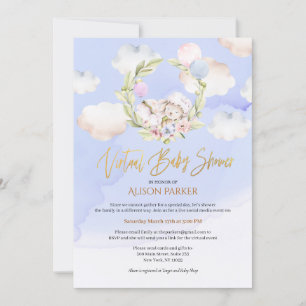 Invitation Jolie forêt Rabbit Ciel bleu   Baby shower virtuel