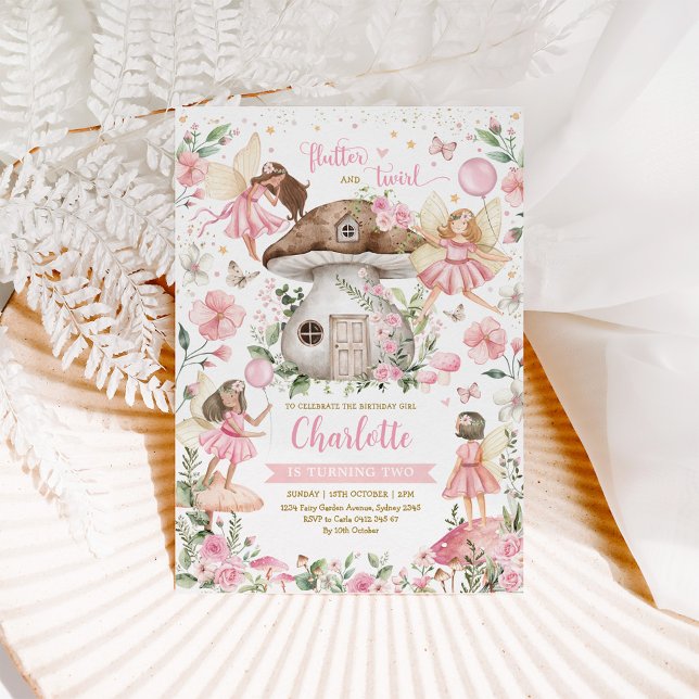 Invitation Jolie forêt rose Fairy Garden Girl Anniversaire (Créateur téléchargé)