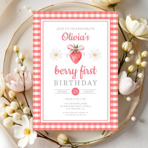 Invitation Jolie fraise 1er anniversaire baie premier anniver