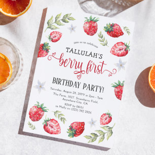Invitation Jolie fraise 'Berry First'   1er anniversaire