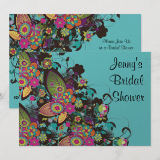 Invitation jolie frénésie de fleurs vintage pour une douche d