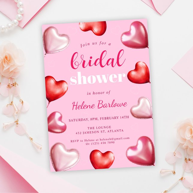 Invitation Jolie Fun Party Coeurs roses Fête des mariées (Cute Girly Fun Party Pink Bridal Shower Invitation)