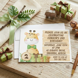 Invitation Jolie Girafe Pour L'anniversaire De Toddler