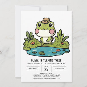 Invitation Jolie grenouille colorée numérique anniversaire