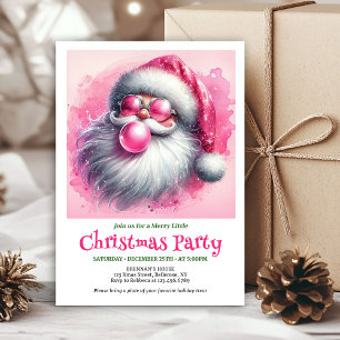 Invitation Jolie guimauve rose de Noël du Père Noël aquarelle