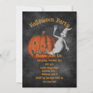 Invitation Jolie Halloween Jack-O-Lantern Ghost