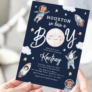 Invitation Jolie 'Houston, nous avons un garçon' Baby Shower