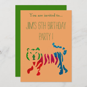 Invitation Jolie illustration de tigre de jungle garçon fête