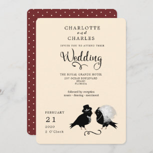 Invitation Jolie Inséparable Mariée Et Groom Élégante Invitat