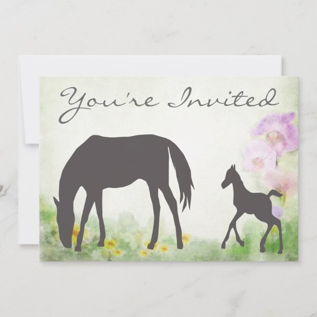 Invitation Jolie jument et Baby shower de cheval du poulain I (Devant)