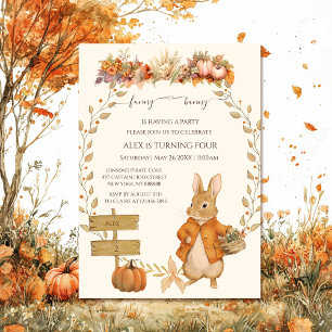 Invitation Jolie Lapin Automne Anniversaire