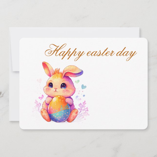 Invitation jolie lapin de Pâques pour filles – Œuf (Devant)