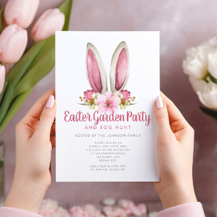 Invitation Jolie Lapin Floral Oreilles Fête de Jardin de Pâqu