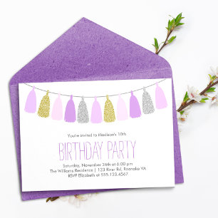 Invitation Jolie Lavender Garland Girls Anniversaire Party