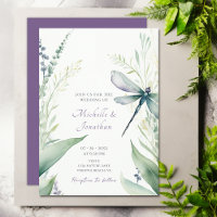 Jolie libellule d'aquarelle et Mariage de verdure