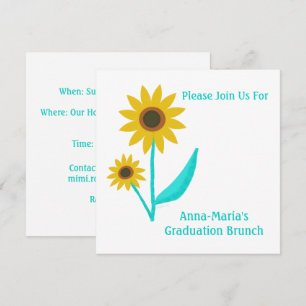 Invitation Jolie main dessinée douce tournesol graduation