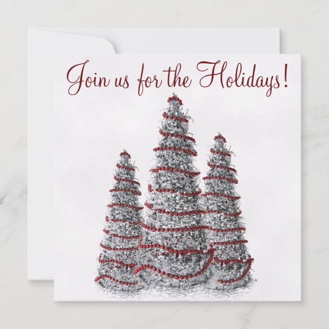 Invitation Jolie maison de Noël en argent et en argent (Devant)