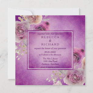 Invitation Jolie Mariage Floral d'aquarelle violette