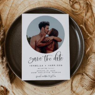 Invitation JOLIE Minimaliste Bohème Rond Photo Save the Date