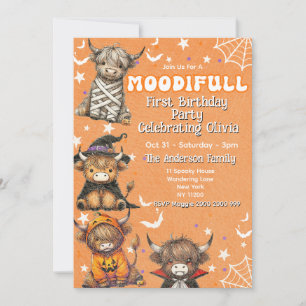 Invitation Jolie Moodifull Highland Vache Halloween Anniversa