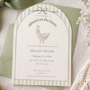 Invitation Jolie oie en liberté Arc vert sauge Baby Shower
