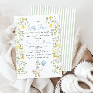 Invitation Jolie oie Silly Floral Baby Boy Douche