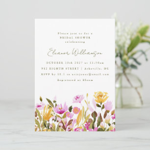 Invitation Jolie olivier rose floral aquarelle Baby Shower