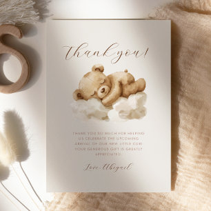 Invitation Jolie Ours en Peluche Endormi Remerciement pour Ba