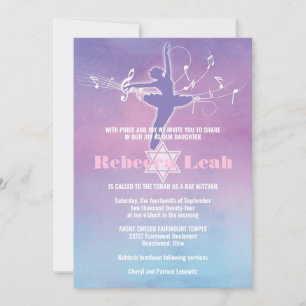 Invitation Jolie Pastels Danse de ballet, Danseur Bat mitzvah