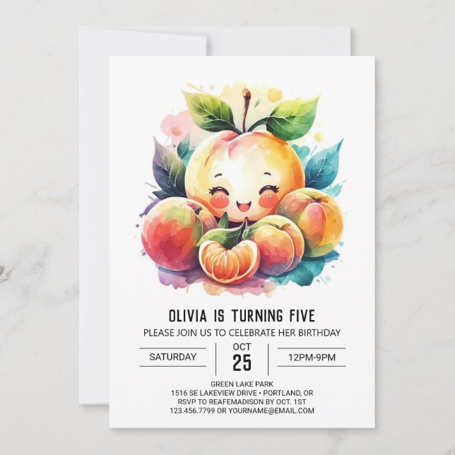 Invitation Jolie Peach Anniversaire (Devant)