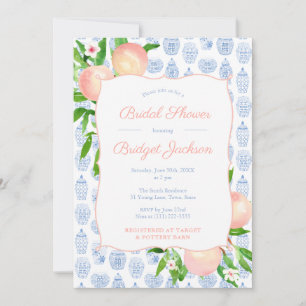 Invitation Jolie Peaches Bleu Et Blanc Wedding shower Party