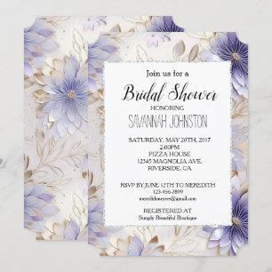 Invitation Jolie perle d'or violet Floral