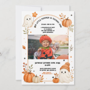 Invitation Jolie petite citrouille aquarelle anniversaire Hal