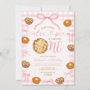 Invitation Jolie petite fille au nœud rose fête son premier a