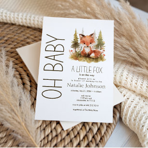 Invitation Jolie petite plaid renard Oh Baby Shower