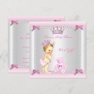Invitation Jolie petite princesse Baby Shower Fille Blonde
