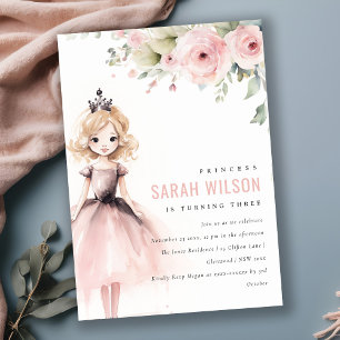 Invitation Jolie petite rose florale rose princesse anniversa