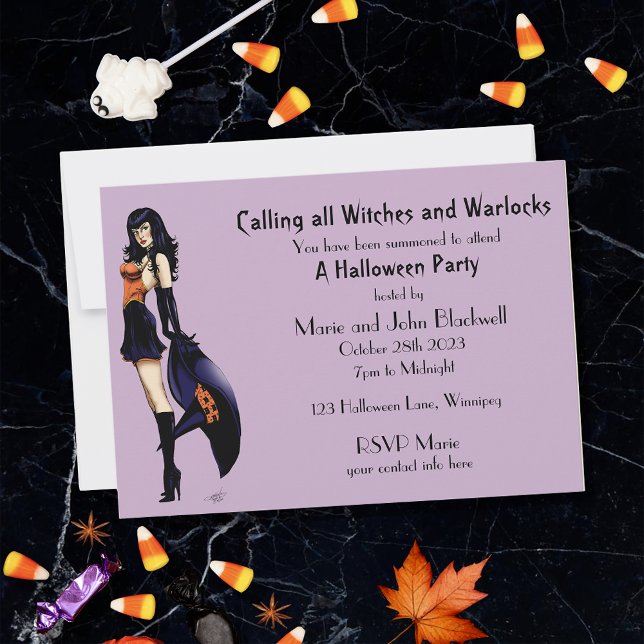 Invitation Jolie petite sorcière d'Halloween (Créateur téléchargé)