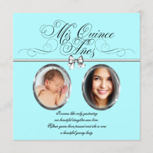 Invitation Jolie photo bleue Turquoise Quinceanera