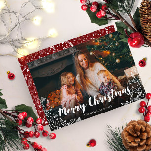 Invitation Jolie photo de feuillage hivernal Joyeux Noël